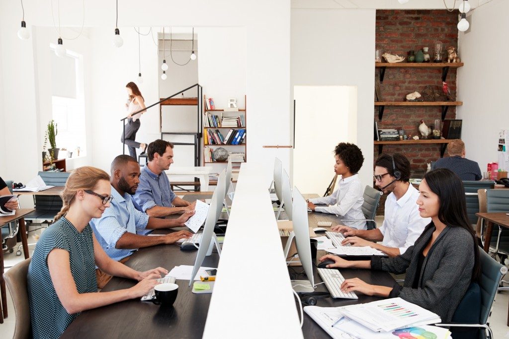 Employees working in a modern office