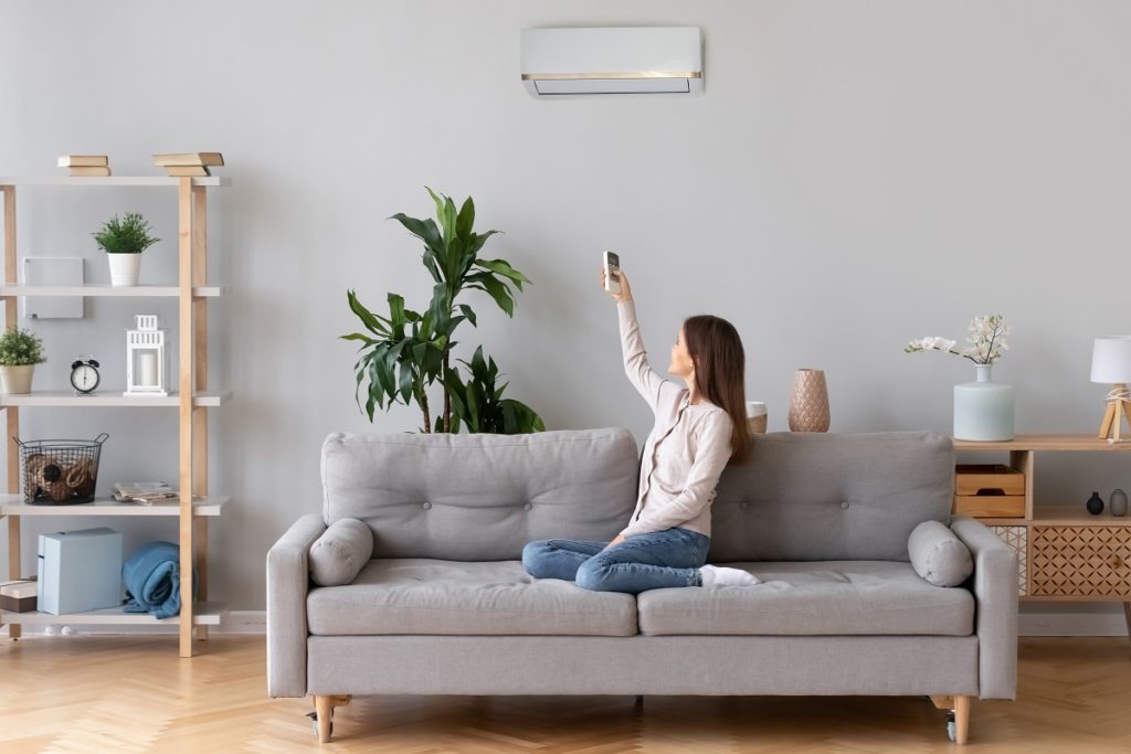 woman using aircon