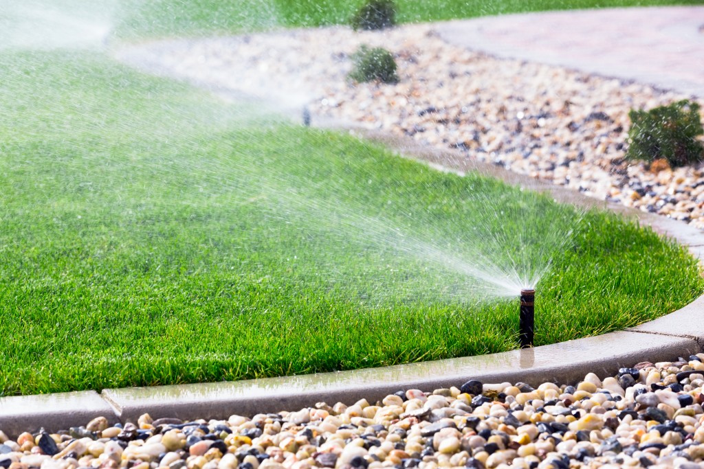 grass being watered