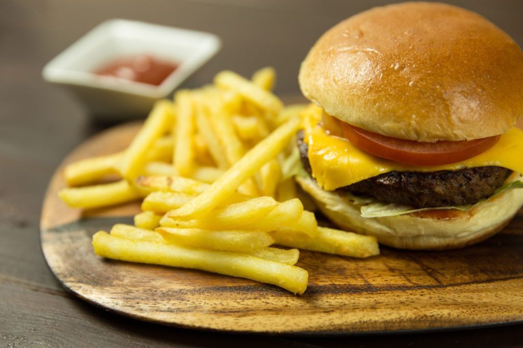 fast food items on a counter