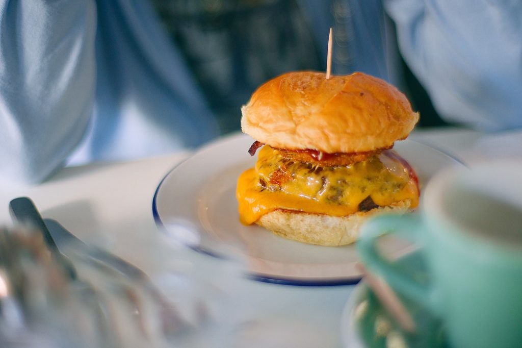 a burger on a plate