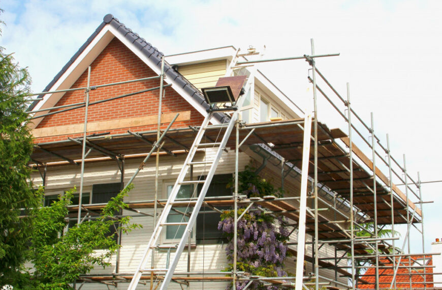 A home exterior being renovated